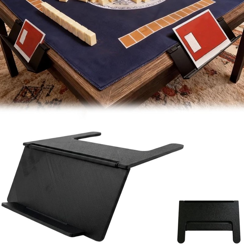 Party Games Adults Indoor - Mahjong-kaarthouder 3D-geprint zwart opvouwbaar clip-on tafelrandrek