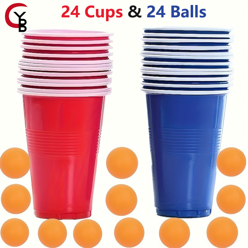Party Games Jenga - YANBIGUO Bierpongspelset 24 stuks 16 Oz