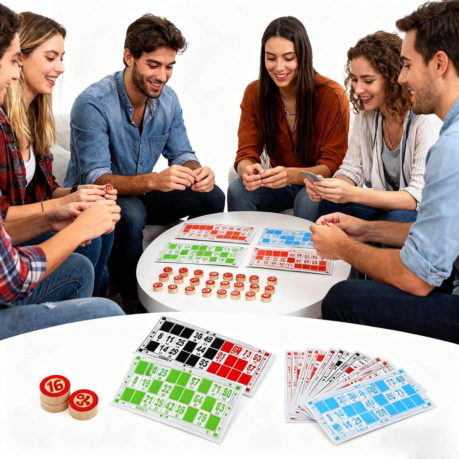Party Games Large Groups - Bingokaartspel Vintage houten interactief speelgoed Grote