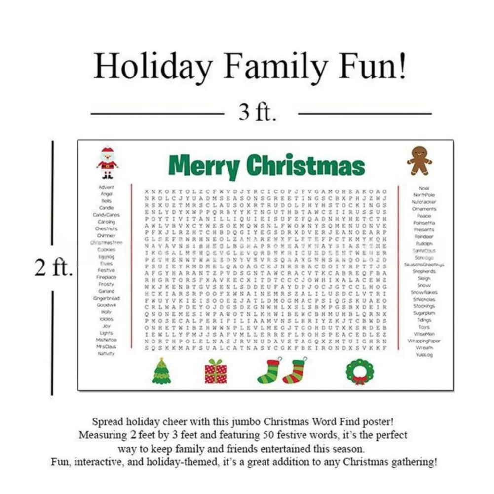 Grote kerstwoordzoekposter voo - Party Games Large Groups recensie en prijs